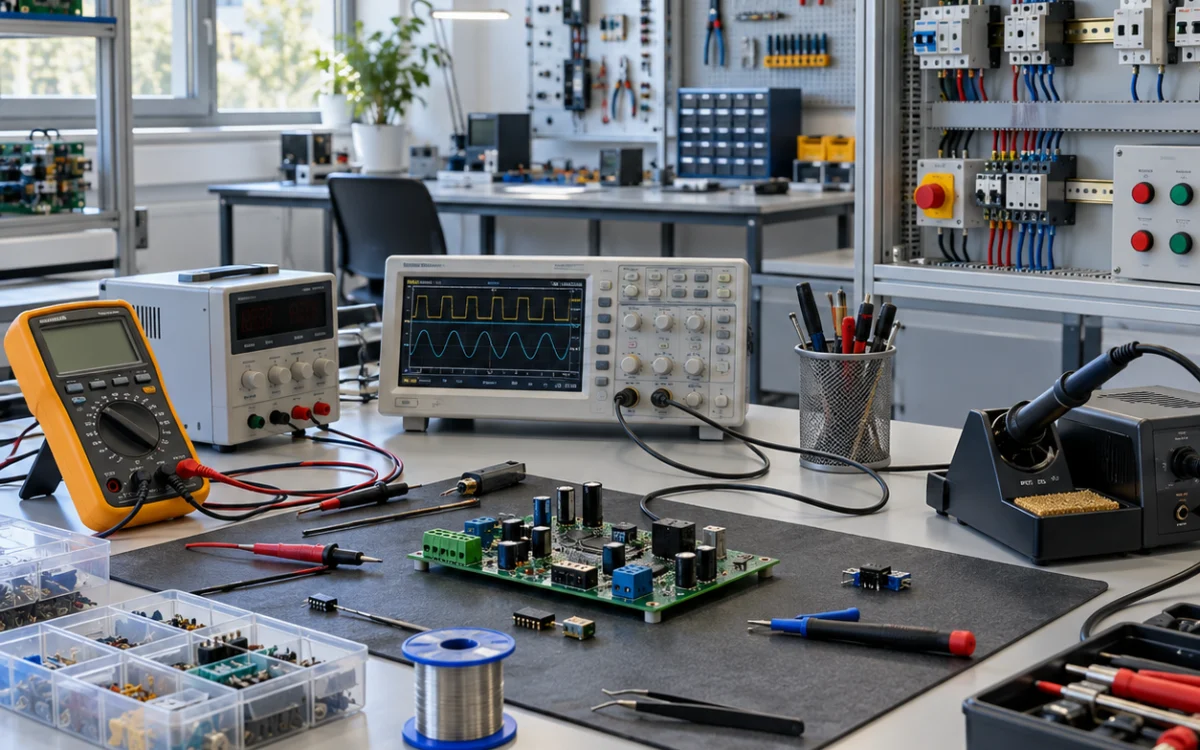 Elektrik-elektronik eğitimi için ölçüm cihazları ve devre ekipmanları